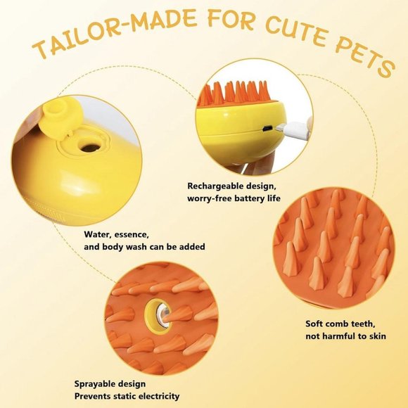 Self Cleaning Cat Steamy Brush for Massage Grooming Removing Tangled Hair1 Pack - Picture 3 of 12